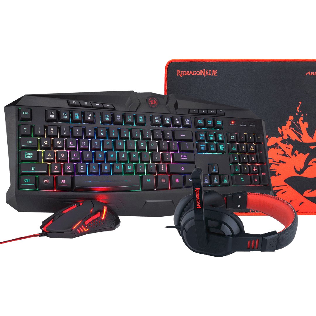 Combo Gamer Redragon Negro Rojo Mouse Teclado Diadema Mousepad 1.jpg