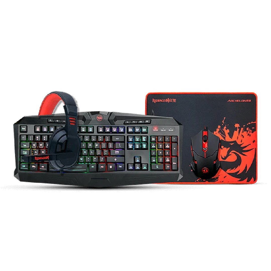 Combo Gamer Redragon Negro Rojo Mouse Teclado Diadema Mousepad 2.jpg